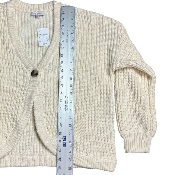 Madewell Sweater XS Cream Cardigan Chunky Shirttail Academia Knit Cottagecore - Picture 3 of 11